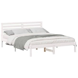 Berkfield Home Elegant with Headboard White 160 x 200 cm Solid pine wood