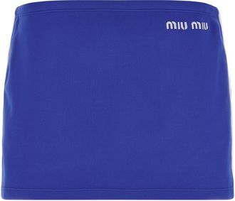 Miu Miu Blue Logo embroidery skirt