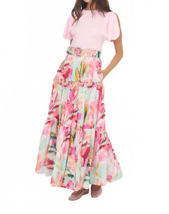 Hutch Teigan Skirt In Mint/multi Overlay Tropical