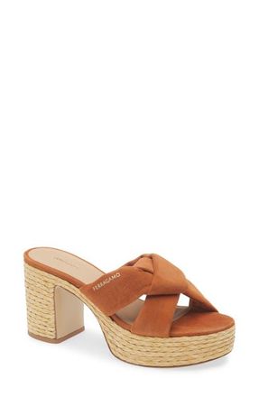 Ferragamo Douglas Platform Slide Sandal in Tan Suede at Nordstrom, Size 10.5