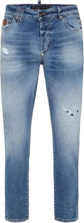 Philipp Plein paint-splatter distressed jeans - Blue