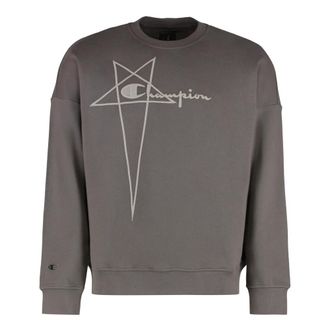 Rick Owens Sweatshirts, male, Gray, 2XL, Cotton Crew-neck Sweatshirt