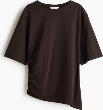 H&M Drapiertes T-Shirt - Brown