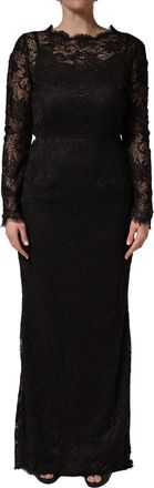 Dolce & Gabbana Womens Black Floral Lace Sheath Long Maxi Dress Nylon Cotton Viscose