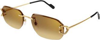 Cartier Classic C Zonnebril - Heren - Zonnebrillen - Geel - 58 MM - Nylon - Accessoires