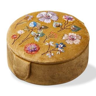 Tag Floral Embroidered Round Box Yellow Multi Velvet Fabric Everyday at Nordstrom