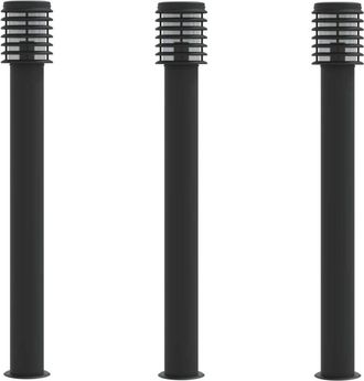 vidaXL Outdoor Floor Lamps 3pcs Black 110cm Stainless Steel Vidaxl