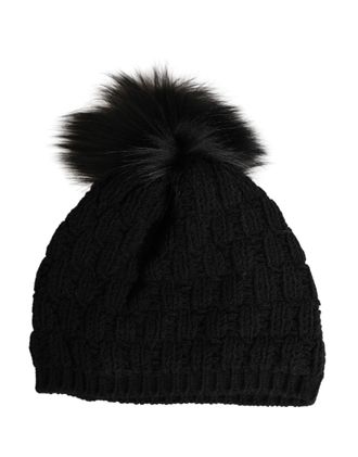 Dolce & Gabbana Womens Black Acrylic Knitted Fur Winter Beanie Elastane Wool Accessory