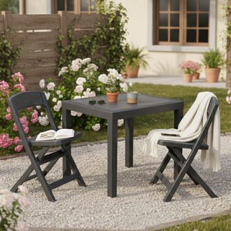 Dmora Set Para Sala Exterior Corinth, Sof&aacute; 2 Plazas, Mesa made In Italy, Negro Antracita