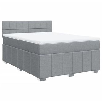 vidaXL Vidaxl - Cama Box Spring Con Colch&oacute;n Tela Gris Claro 140x190 Cm