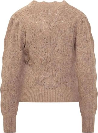 Isabel Marant Multicolor Pofmouw Gebreide Trui - Dames - Ronde hals truien - Beige - S - Truien & Vesten