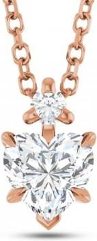 Allurez Heart Natural White Sapphire & Natural Diamond Pendant Necklace 14K Rose Gold (0.58ct)