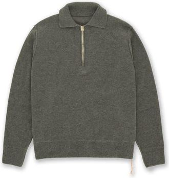 Fortela Yale Wool Sweater with Collar and Zip in Army Green at Nordstrom, Size Xx-Large Eu
