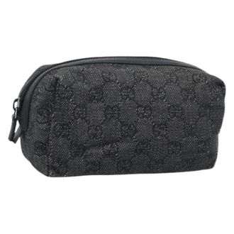 Gucci Pre-owned Vintage GG Canvas Pouch - Dames - Pre-owned - Zwart - Maat: ONE Size Leer