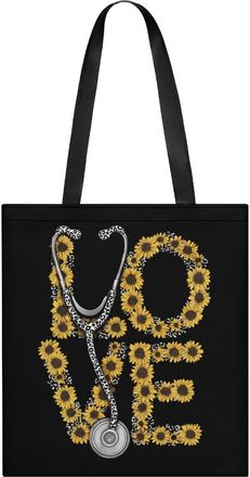 Generic Nurse Sunflower Love Womens Tote Casual Shopping Bag Lightweight Shoulder Bags Hobos Handbag for Work Travel Daily 35x40cm