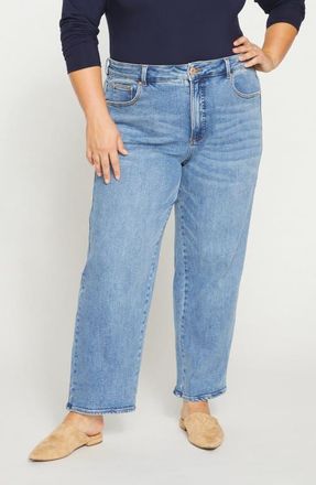 Universal Standard Etta High Waist Ankle Straight Leg Jeans in Distressed Washed Indigo Blue at Nordstrom, Size 22W