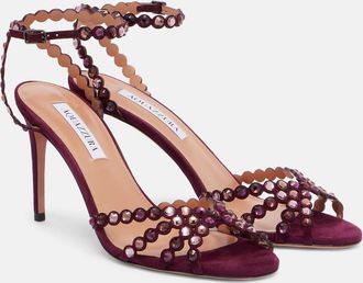 Aquazzura Sandali Tequila 85 in suede con cristalli
