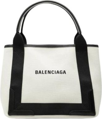 Balenciaga Pre-owned Tote Bags, female, White, Size: ONE SIZE Pre-owned Vintage Canvas Tote