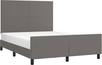 vidaXL Vidaxl - Estructura De Cama Sin Colch&oacute;n Cuero Sint&eacute;tico Gris 140x190 Cm