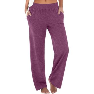 Generic Womens Joggers Harem Trousers for Women UK Petite Joggers Size 12 Fleece Pyjama Bottoms Women Sweatpants Elastic High Waist Lounge Sweatpants Cuffed T