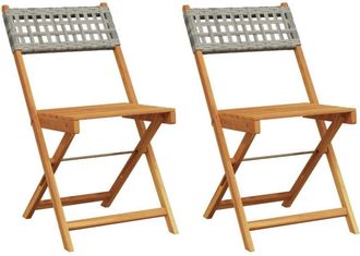 vidaXL Vidaxl - Sillas de bistró 2 uds madera maciza de acacia ratán pe gris