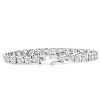 Pompeii3 Platinum 12.58Ct Lab Grown Diamond Tennis Bracelet 7 Double Lock Clasp