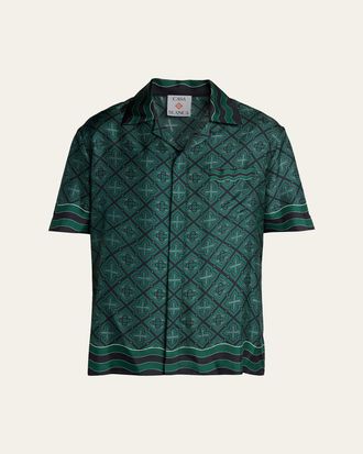 Casablanca Mens Radiating Monogram Silk Shirt