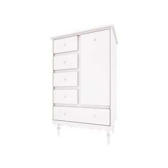 OEM Commode 5 Tiroirs 1 Porte Wood Luck Babushka Blanc