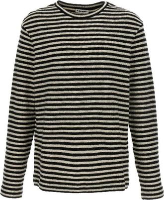 Jil Sander Wit T-shirt met Lange Mouwen - Heren - Longsleeves - Veelkleurig - XL - Wol - Tops
