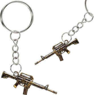 Generic Assault Rifle Keyring Machine Gun M16A2 Keychain Replica Charm Gift M16 Army Men Military Gaming Key Chain Ring Accessory Keepsake Mens