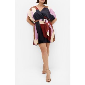 City Chic Hailey Abstract Print Minidress in Geo Muse at Nordstrom, Size Xxxs