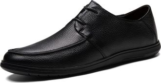 Generic Formal Dress Shoes for Men Lace Up Apron Round Toe Leather Block Heel Non Slip Rubber Sole Slip Resistant Low Top Prom(Black,7.5 UK)