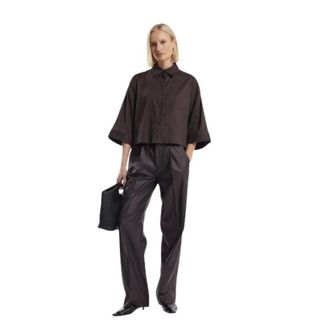 One & Other Dames, Blouses & Shirts, Bruin, Maat: XS Linnen