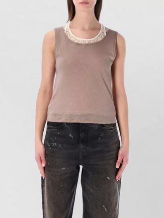 Our Legacy lace trim round neck fitted tank top