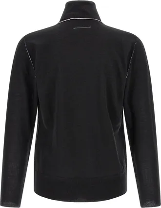 Maison Margiela Virgin Wool Blend Turtleneck Sweater - Black