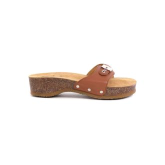Scholl Pescura Heel Cork - Dames - Muiltjes - Bruin - 41 EU - Leer - Schoenen