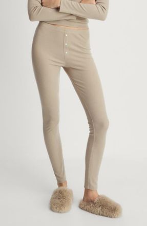 Mango Rib Knit Pants in Peach at Nordstrom, Size Small