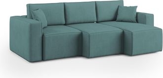 Divani.Store Morfeo Sof&aacute; Con Asiento Extra&iacute;ble En Tela Impermeable 245 Cm Azul Petr&oacute;leo