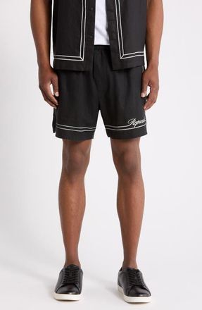 Represent Border Stripe Cotton Shorts in Jet Black at Nordstrom, Size Xx-Large