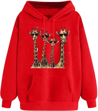 Generic Womens Hoodies UK Autumn/Winter Hooded Sweatshirt Fleece Lined Long Sleeve Shirts Hearts Printed Hoodies with Drawstring Ladies Basic Casual Tops Comf