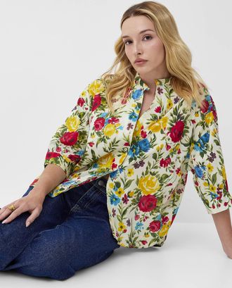 Icone Womens Lush bloom officer-collar shirt
