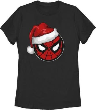 MARVEL Womens Marvel Spider-Man Masked Hero Santa Hat Icon Graphic T-Shirt in Black at Nordstrom, Size Medium