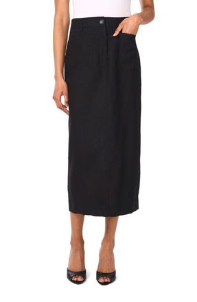 Vince Camuto Patch Pocket Midi Skirt in Rich Black at Nordstrom, Size 6