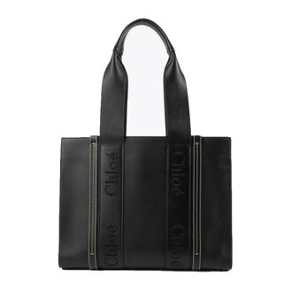 Chlo&eacute; Tassen, Dames, Zwart, ONE Size, Leer, Woody Medium Leather Tote Bag