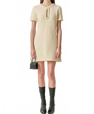 English Factory Pearl Key Hole Dress In Off White