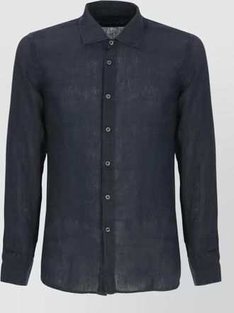 120% Lino long sleeve linen shirt button down collar