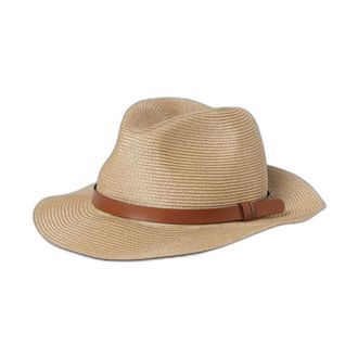 Emporio Armani Gevlochten Raffia Fedora Hoed - unisex - Accessoires - Beige - Maat: 57 CM Katoen