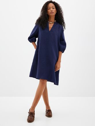 Contemporaine Womens Loose pure linen 3/4-sleeve dress