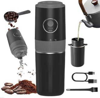 No Brand Molinillo De Caf&eacute; El&eacute;ctrico Port&aacute;til - Set Para Preparar Caf&eacute; - Filtro Y Taza Integrados - Para Camping, Viajes, Oficina Y Espresso - Blanco Crema