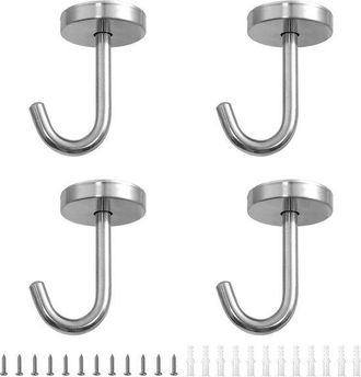 No Brand Juego De 4 Ganchos De Techo De Acero Inoxidable Para Plantas Y Casitas Para P&aacute;jaros - Montaje Con Tornillos, Ganchos De Pared Para Faroles